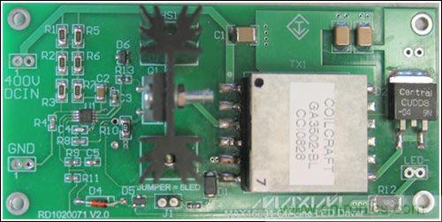 LED驅(qū)動器參考設(shè)計，1.9英寸 x 3.9英寸，雙層板