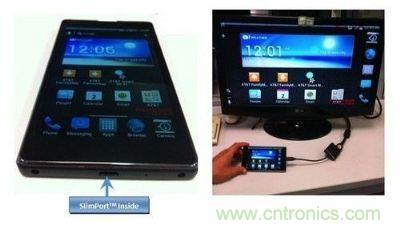 SlimPort支持新一代智能機(jī)和平板電腦連接至任何高清顯示設(shè)備，并兼容MyDP標(biāo)準(zhǔn)