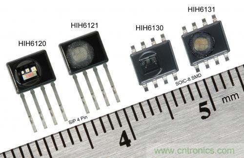 圖2：霍尼韋爾HumidIcon數(shù)字式溫濕度傳感器在單一小型封裝內集成兩大功能，能在2.3Vdc低電壓下運行