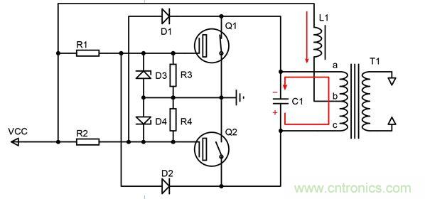 t1~t2)C1對(duì)T1繞組放電