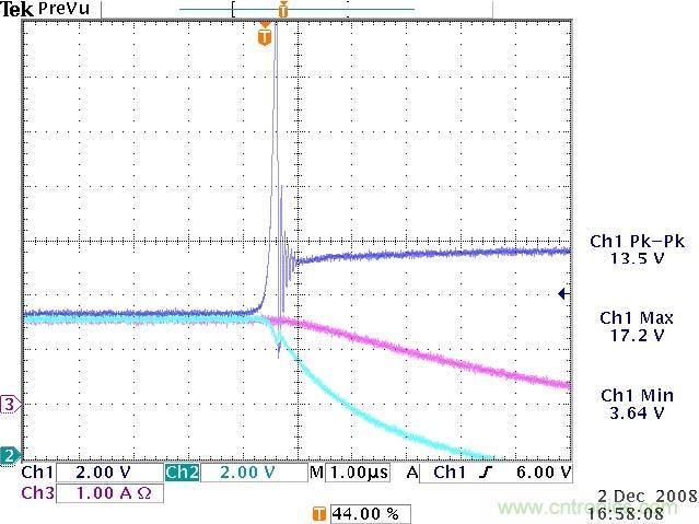 圖8：開關(guān)關(guān)閉時(shí)各種電壓變化的測(cè)量結(jié)果
