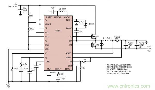 電路分享:基于LT3840電源設(shè)計應(yīng)用的電路圖