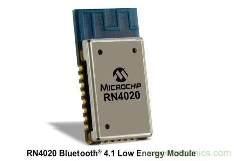 Microchip公司的RN4020模塊集成了包括天線在內完整的低功耗藍牙射頻電路。RN4020采用密封的10mm x17mm x 2mm封裝，內置有板載陶瓷天線、2.4GHz的低功耗藍牙收發(fā)器、帶完整的嵌入式低功耗藍牙協議棧的微控制器以及UART和USB接口。