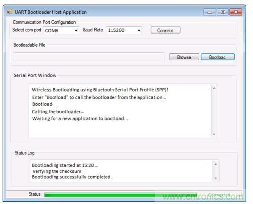 具有嵌入式終端仿真器窗口的定制引導(dǎo)加載器主機(jī)工具應(yīng)用實(shí)例。