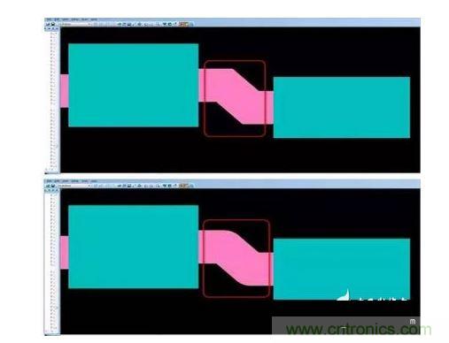 有效的PCB 設計工具會自動考慮用于繪制形狀的線型，以計算準確的線條寬度，幫助您輕松創(chuàng)建尖拐角。