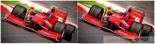 右側(cè)圖片按照DSC規(guī)范進行了2.5x壓縮，左側(cè)圖片未經(jīng)壓縮。瀏覽者很難看出兩者的差別。