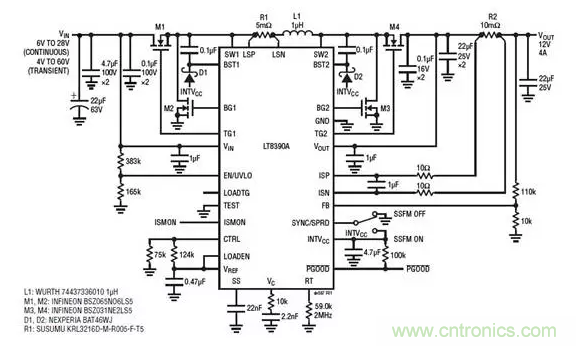 具有高效率和低 EMI并可調節(jié)高功率電壓和電流的降壓-升壓型控制器